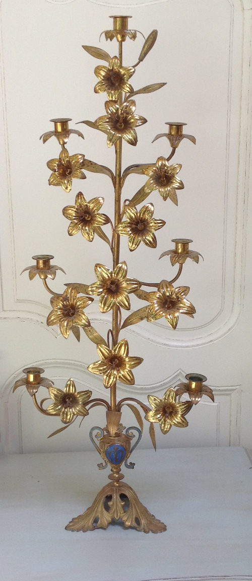 old french gilded brass candelabra